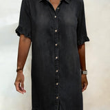Laura | Vestido de Denim Confortável com Pregas