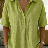 Constança | Blusa com gola e detalhe de botão