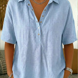 Constança | Blusa com gola e detalhe de botão