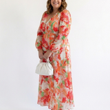 Camille | Vestido Maxi Florido com Mangas Longas