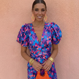 Benedita- Vestido com mangas plissadas