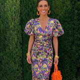 Benedita- Vestido com mangas plissadas
