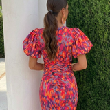Benedita- Vestido com mangas plissadas