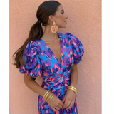 Benedita- Vestido com mangas plissadas