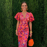 Benedita- Vestido com mangas plissadas