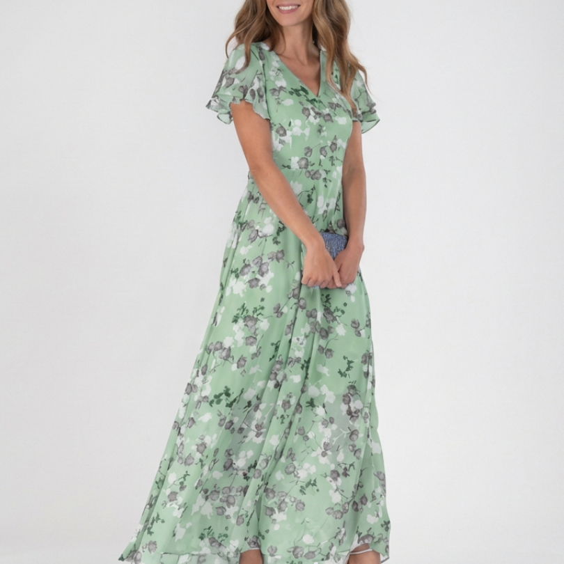 Noémie | Vestido Maxi em Chiffon Floral