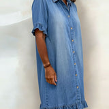 Laura | Vestido de Denim Confortável com Pregas