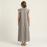 Josette | Vestido Maxi de Linho com Renda em V