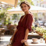 Daniela - macacão elegante de decote em V e perna larga