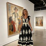 Alice - Vestido Longo barroco com decote em V