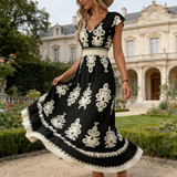 Alice - Vestido Longo barroco com decote em V